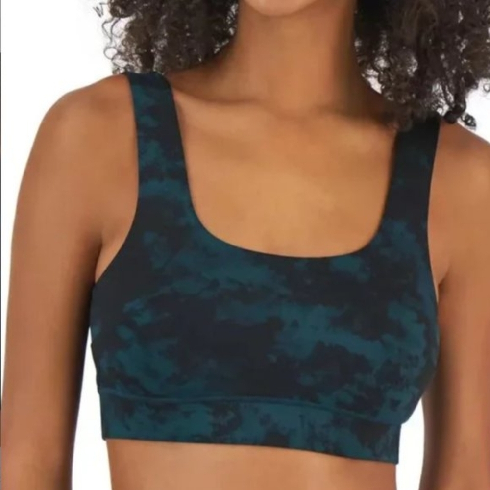 Jenni Intimates Black Green Sports Bra Womens Small Gym Yoga Lounge Square Neck